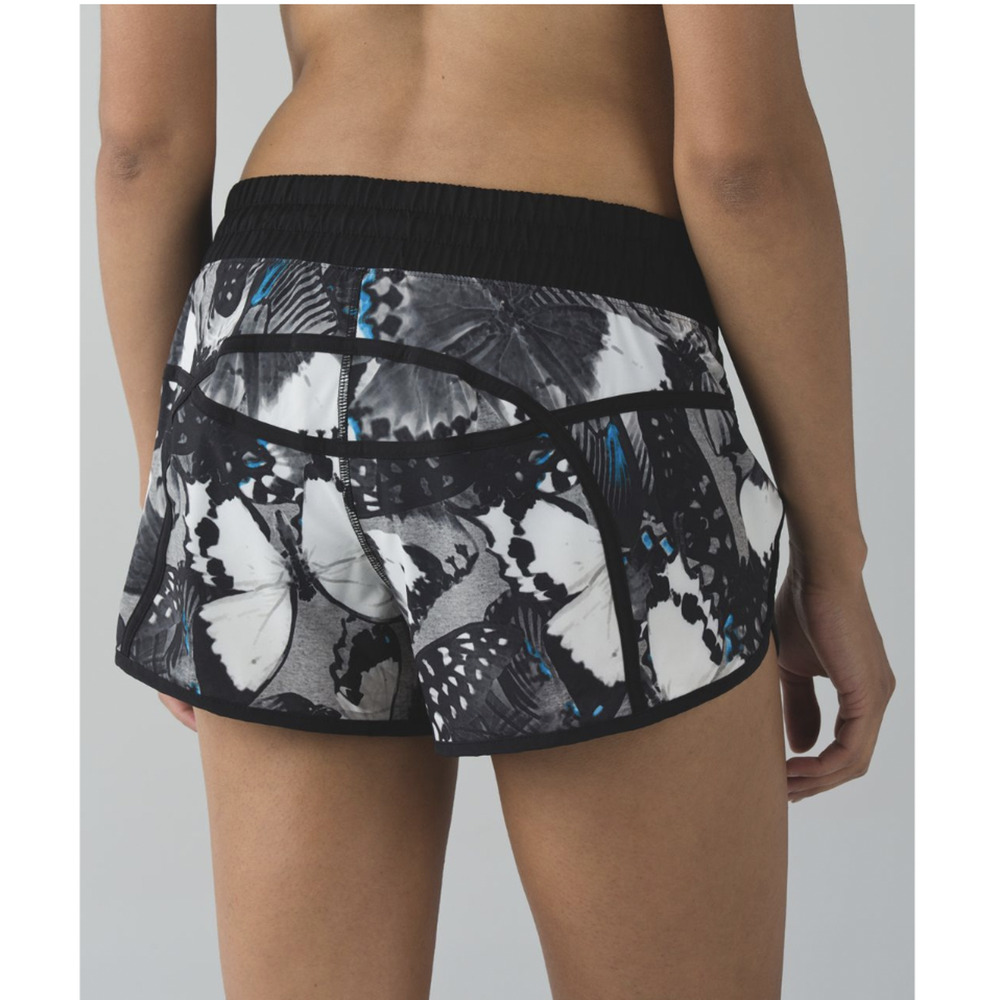 Lululemon Tracker Shorts 8 Exploded So Fly Butterfly Angel Wing Black Running - Picture 12 of 12